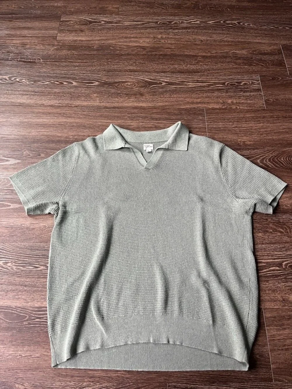 J. Crew Short-sleeve cotton waffle-knit johnny-collar sweater-polo Sz XL